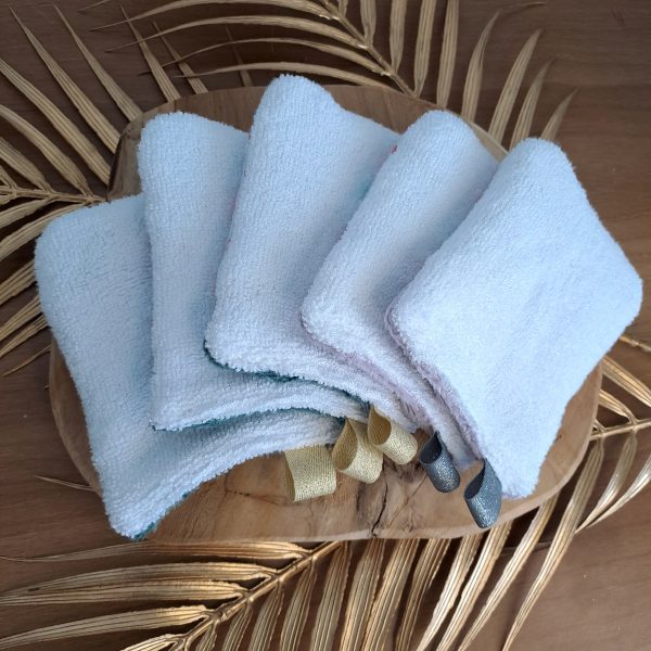 Lot de 5 débarbouillettes- Mini gants d’apprentissage pour enfant-Mix Lilas/Vert/Blanc/Fleurs – Image 4