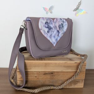 Sac à main Collection « Margaux »- Mauve cœur fleuri