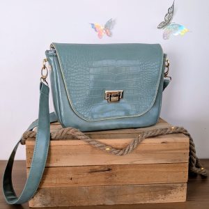 Sac à main Collection « Margaux »- Vert céladon effet croco